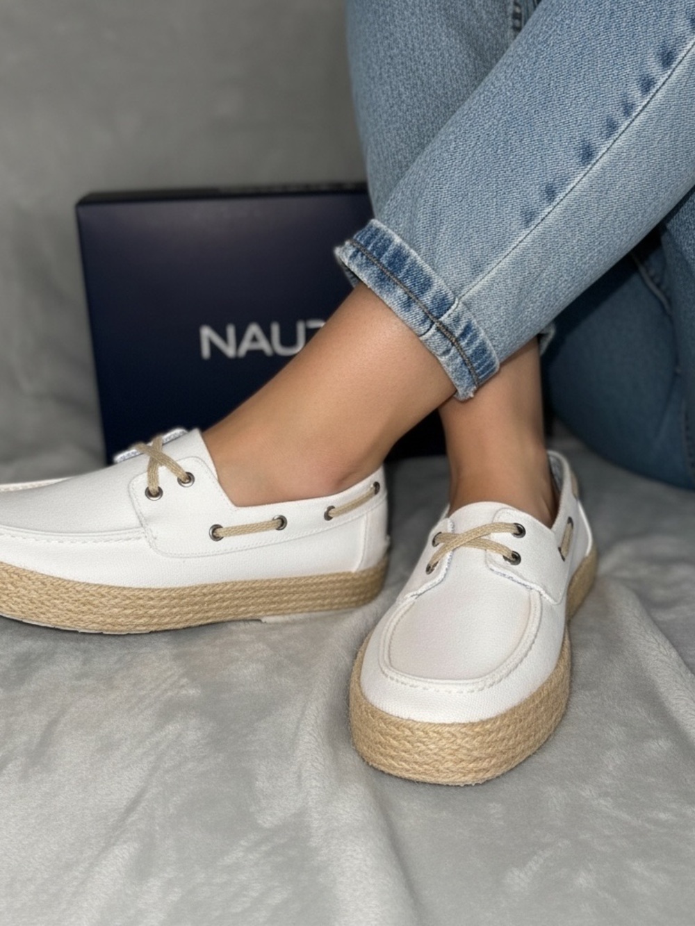 NIB Náutica Stoneway Women White Boat Shoes size 10 - Picture 2 of 12